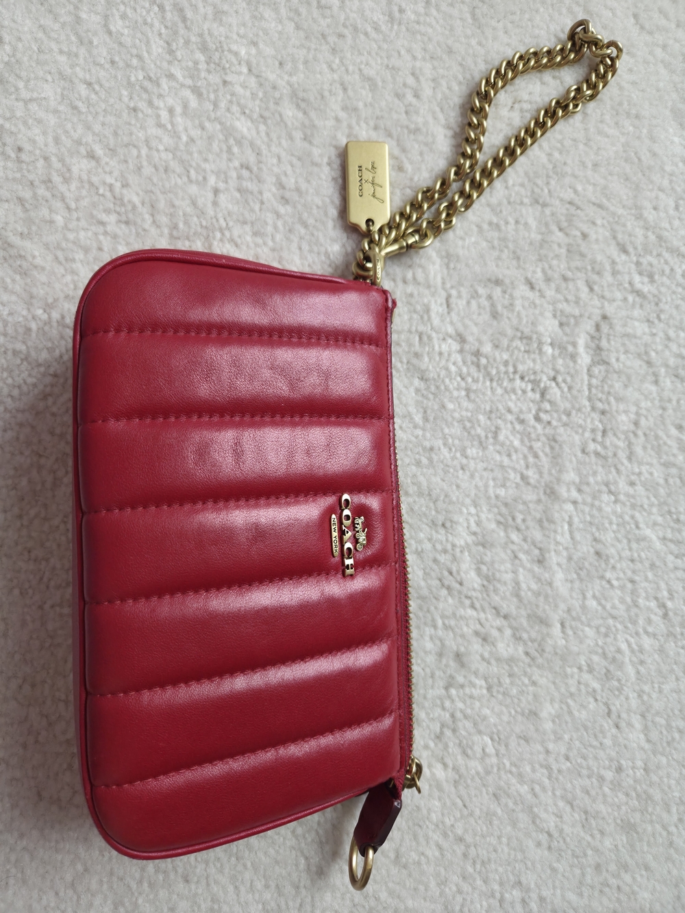 Coach Quilted Leather Wristlet in Red